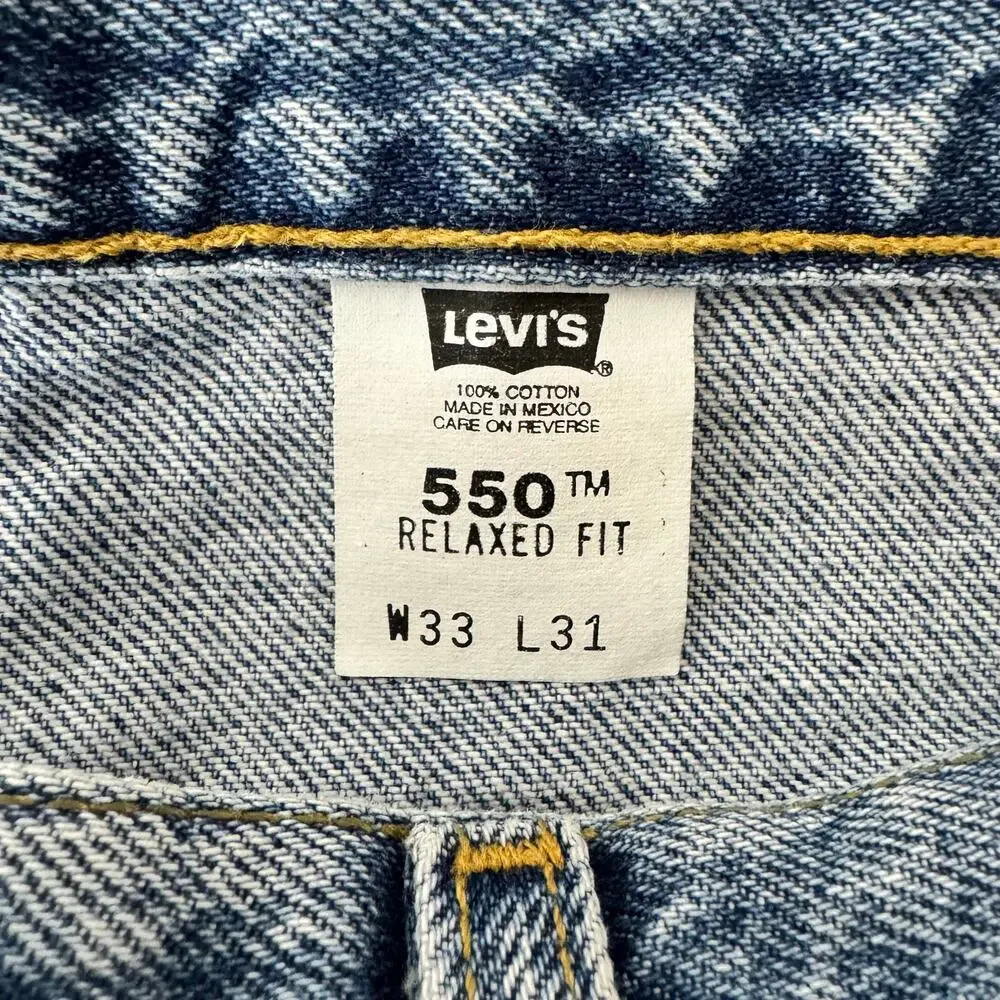 Vintage Levi's 550 Jeans Mens Relaxed Fit Ridged Denim Classic Western Retro